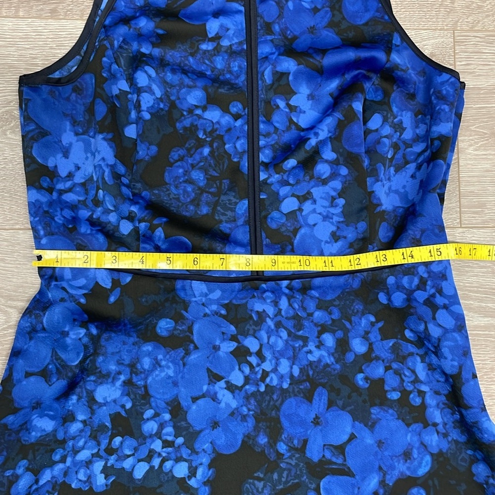 Banana Republic Kristi Black Blue Floral Sleeveless Tie Back Dress Pockets 8 - Picture 9 of 16